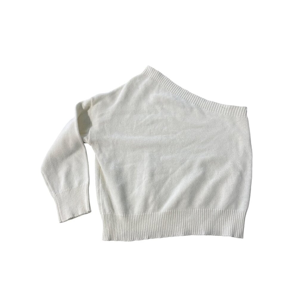 Dèluc Crop Top Size Large One Shoulder Sweater Off White Knit Minimalist Modern